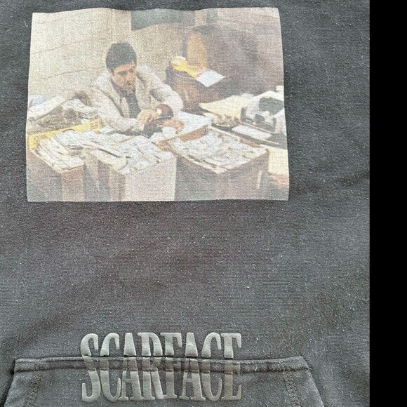 SCARFACE X SHOE PALACE BLACK PULLOVER HOODIE XL XLARGE MONEY COUNTING SCENE - Picture 3 of 13